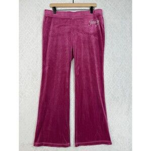 Juicy Couture Velour Track Pants Womens L Pink Rhinestone Mcbling Mallcore Y2K